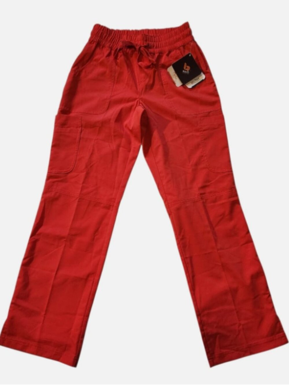 Nrg By Barco Womens Medical Scrub Pants Size XS Red Cargo Pocket Straight Leg